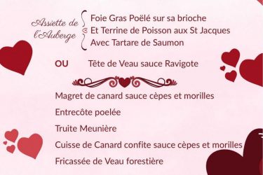 Menu spécial Saint-Valentin à l&rsquo;Auberge du Grand Bois_La Versanne