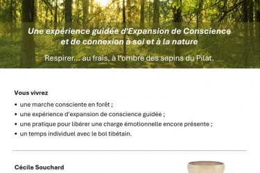 Expérience en forêt et bol tibétain_Le Bessat